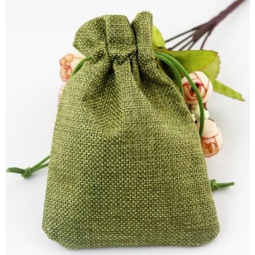 Wholesale 100pcs/lot Olive Green Jute Bags 7x9cm Small Burlap Gift Bag Pouches Favor Jewelry Charms Gifts Packaging Linen Bags