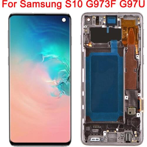 Original G973A Screen For Samsung Galaxy S10 Display With Black Frame 6.1Inch S10 SM-G973A G973F/DS LCD Touch Screen Replacement