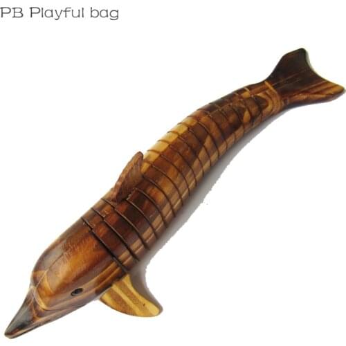 PB Playful bChildrens Best Gift Action Hand-made Handicraft Articles 33cm Animal Wood Dolphin Family Office Decoration DIY Lol