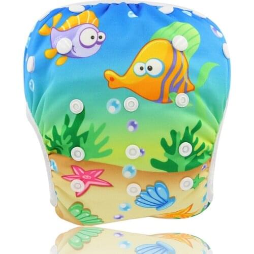 Swim Nappy Waterproof Diaper Pul Cover Cartoon Printed Snap Adjustable Cloth Diapers Eco-friendly reusable Nappies fits