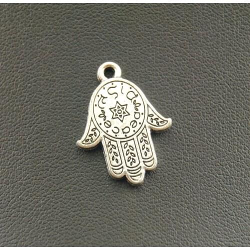 30 pcs Silver Color Hand of Fatima Charm Pendant DIY Metal Bracelet Necklace Jewelry Findings A937
