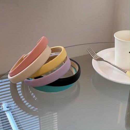 Leather Macaron Color Sponge Headband Female Summer Net Red 2021 New Cute Headband Pressed Hairband Head Accessories