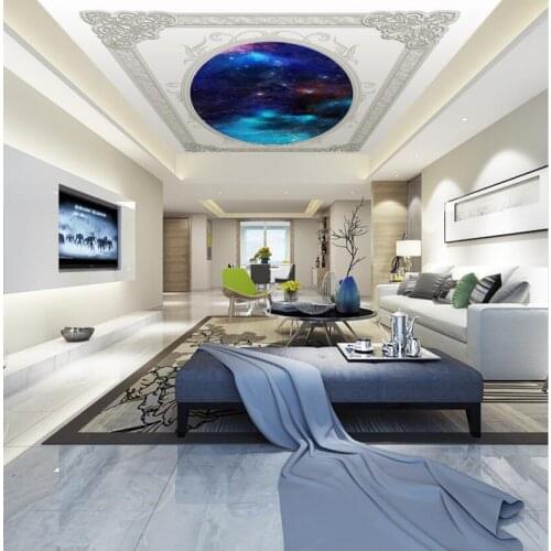 Embossed European style beautiful star sky ceiling mural Ceiling Mural Paintings Living Room