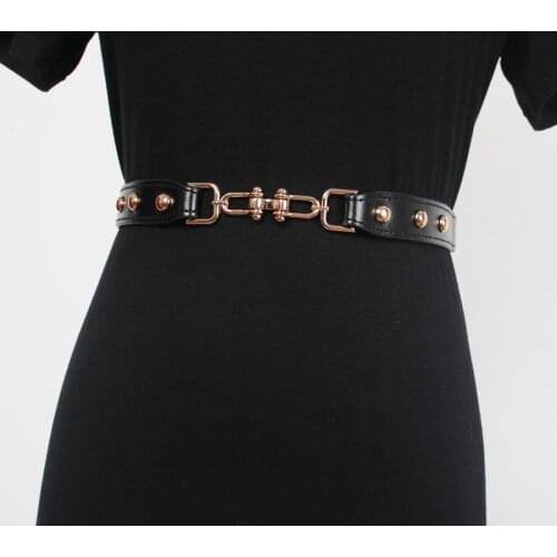 Fashion Slim PU Leather Rivet Waist Belt Hook Buckle Waistband Elastic Corset Femme Ceinture European Ladies Street Shirt Belts