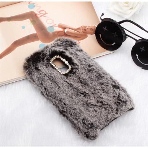 Luxury Winter Warm Rabbit Skin Fur Fluffy Plush Coque Phone Case for Xiaomi Redmi Note 4 Diamond Bowknot Soft TPU Shell Cover