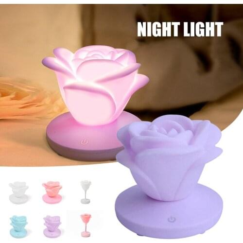 Rose Shape Night Light Romantic LED Table Lamp Silicone Light for Wedding Home Party Decor MUMR999