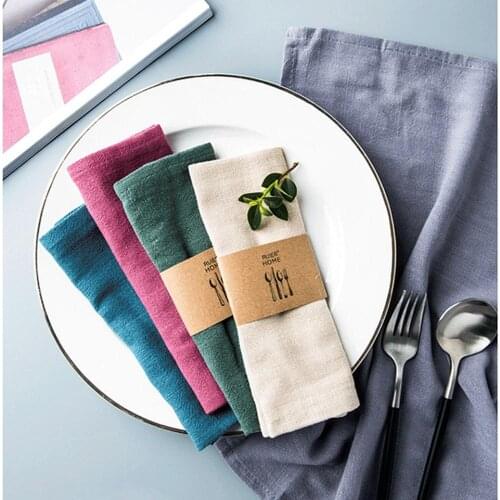 Cotton Linen Cloth Table Napkin Polyester Handkerchief Diner Party Cup Dishes Placemat Table Decoration Mats Kitchen Supplies