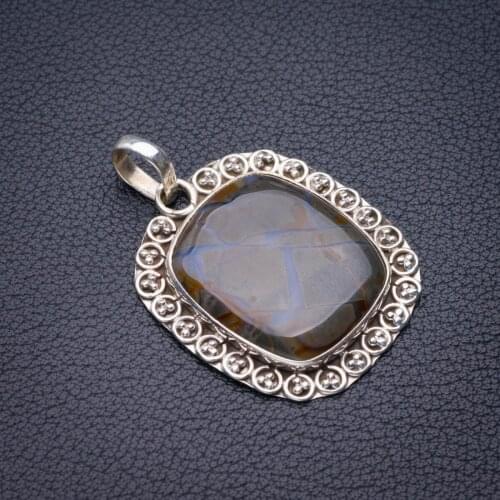 StarGems Natural Agate Handmade 925 Sterling Silver Pendant 1.5" D5372