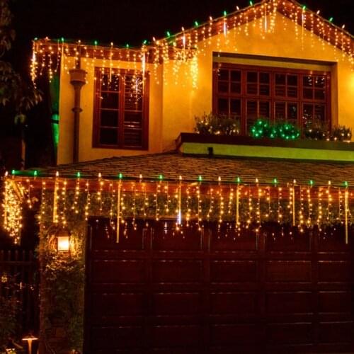 Outdoor christmas decorations string light Curtain icicles fairy light garland wedding New years eve decorations
