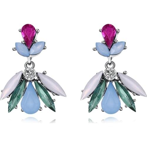 Gem Stone Resin Drop Earrings Bohemia Brincos Dangle Earrings for women Wholesale earring