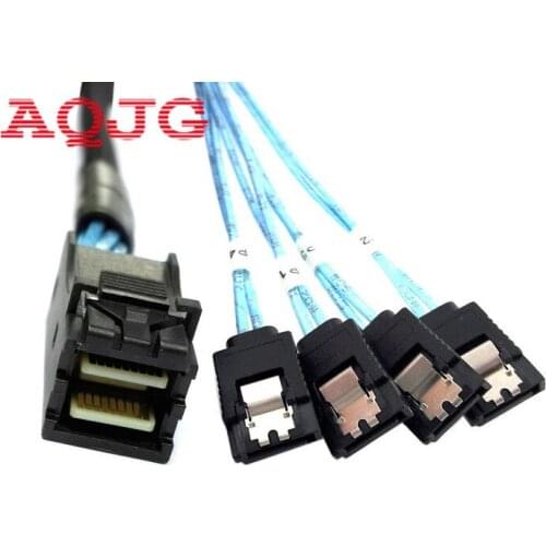 Internal Mini SAS SFF-8643 Host to 4 SATA 7pin Hard Disk Fanout 6Gbps Data Server Raid Cable
