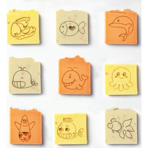 Aquatic creatures natural handmade soap acrylic seal Mini DIY natural organic glass stamp chapter