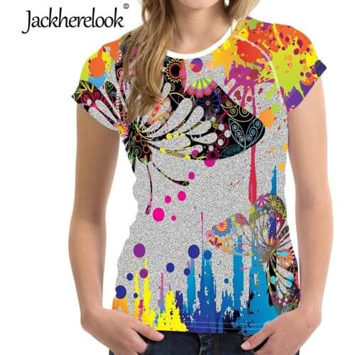 Jackherelook Colorful Butterfile Print Fashion Women Clothing Tops Shirts Rianbow Butterfly Pride T-Shirt Summer Clothes Mujer