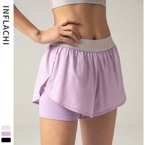 2 In 1 Women Yoga Sports Shorts Summer High Waist Fitness Jogger Running Short Pants Girl Anti-glare Workout Quick Dry Gym Short