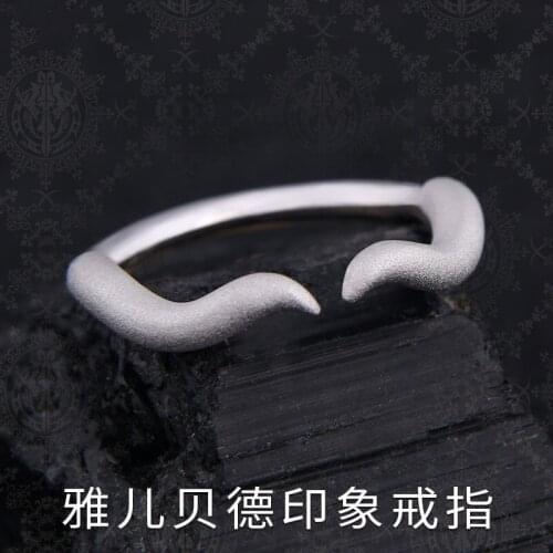 Anime Overlord 3 Albedo Cosplay Rings S925 Sterling Silver Finger Ring Jewelry Adjustable Decorate Unisex Accessories