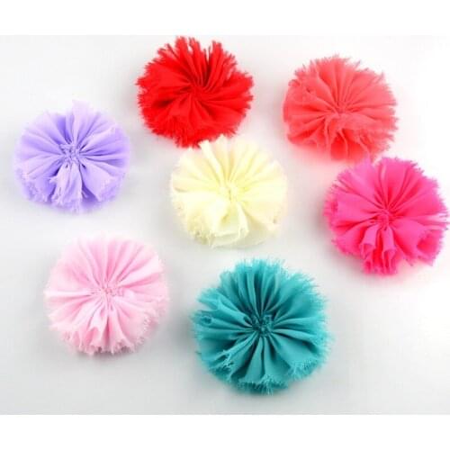 120pcs/lot 20 Color U Pick 3.15" Vintage Shabby Frayed Chiffon Ballerina Flowers Unfinished DIY Headband Boutique Supply TH217