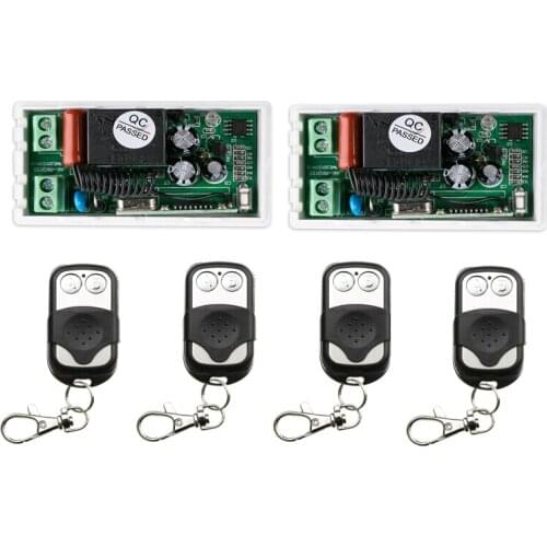 220 v 1 ch RF wireless remote control switch 2* receiver+4 * transmitter Simple connection metal remote control
