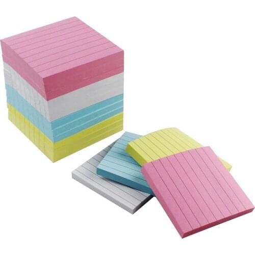4Pcs Colorful Sticky Notes, Memo Notes, Self-stick Notes, Lined,76mmx76mm (3x3inch), 80 Sheets/Piece