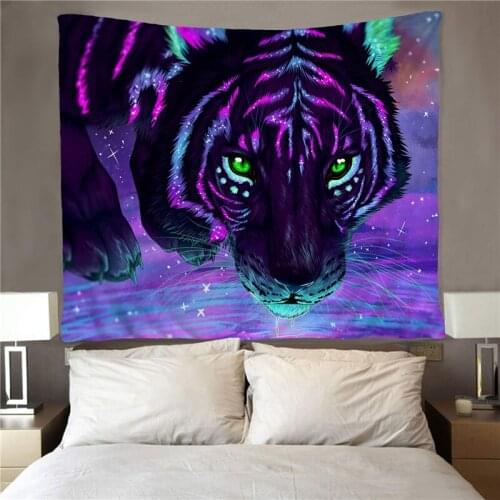 Abstract Animal Tapestry Wall Decor Hanging For Room Background Home Decoration Psychedelic Blue Purple Creative Design