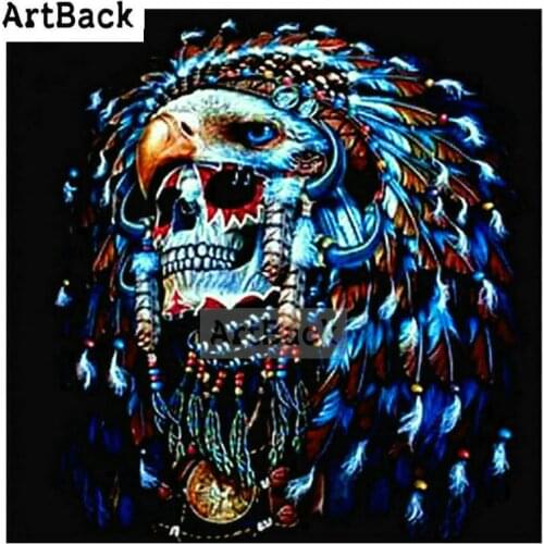 Full square drill 5d diamond painting skull eagle icon 3d diamond embroidery rhinestone stick drill embroidery