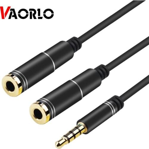 VAORLO 1 to 2 3.5MM Audio Cable AUX Cable Splitter Adapter Earphone Extension Cables For iphone PC MP3 MP4 iPad Earphone Speaker