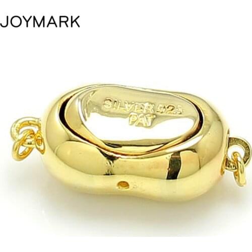 Bean Shape Sterling Silver Box Clasp For Jewelry Making Pure Silver Bayonet Clasp Closures For DIY Necklaces Wholesale SC-BC269