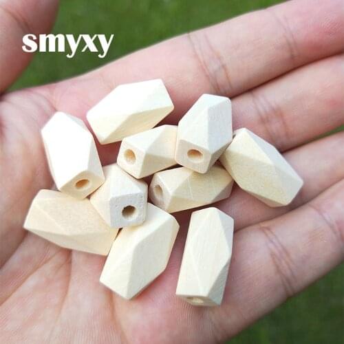 10pcs/pack Geometric long polygons Wood Bead Natural Color Eco-Friendly Wooden Beads DIY Making handmade Jewelry Accessories