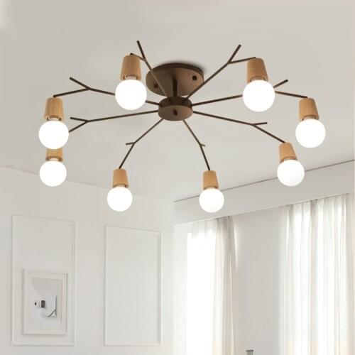 Wood ceiling lamp Living room Bedroom Kitchen Restaurant spider chandelier Loft Industrial Vintage Home Decor luminaria Lustre