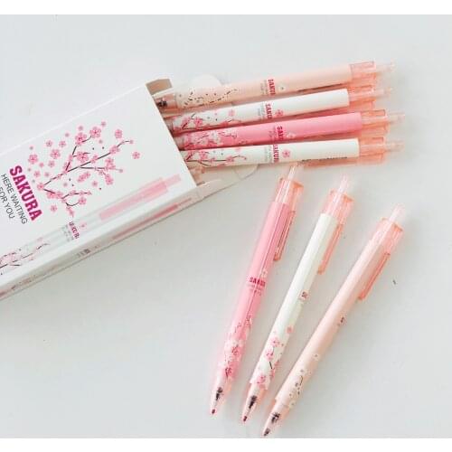 2X Fresh Sakura Floral Gel Pen Writing Signing Pen School Office Supply Stationery 0.5mm Black