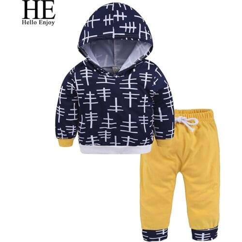 HE Hello Enjoy Toddler Sets Boys Outfits Baby Long Sleeve Hooded Sweatshirt+Pant 2pcs Suits Autumn Fashion Kids Clothes 2018