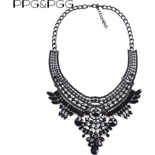 PPG&PGG New Black Statement Pendant Collier Collar Choker Big Vintage Maxi Chunky Necklace Jewelry