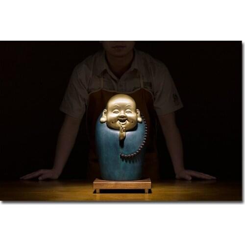 LARGE Limited Edition TOP Collection Southeast Asia HOME office brass Decorative Buddha statue good luck Happy Maitreya Buddha