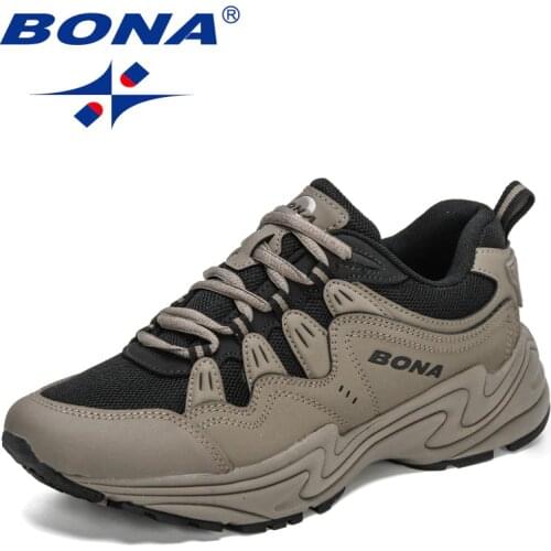 BONA 2021 New Designers Action Leather Mens Sneakers Fashion Running Shoes Man Sport Jogging Walking Footwear Mansculino Comfy