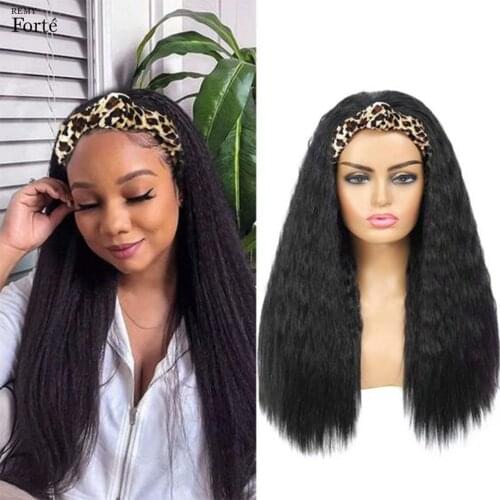 Kinky Straight Headband Human Hair Wigs Glueless Half Wig With Head Band Brazilian Yaki Headband Human Hair Wigs For Black Women