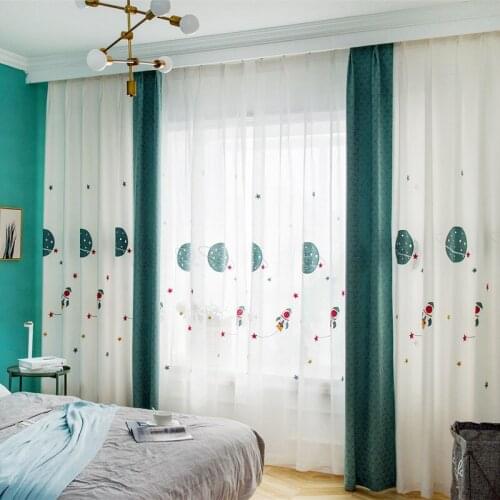 Boy cartoon semi shading curtain embroidered curtain for childrens bedroom