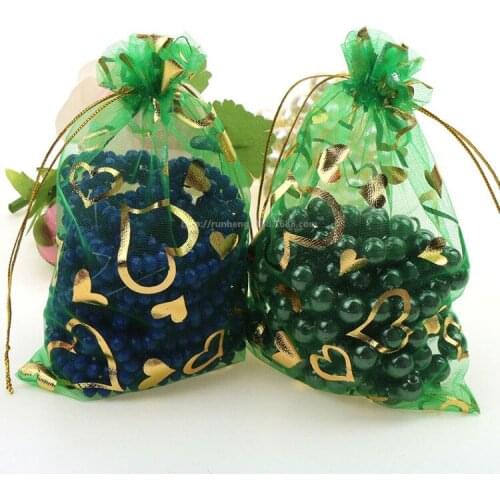 25Pcs 20*30cm Heart of The Heart Foil Gold Foil Bags Organza Gauze Element Pouches Beam Gift Candy Bags Jewelry Packaging7ZSH328