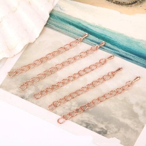 5cm 7mm Rose Gold Silver Tail Chains Metal Iron Extended Drop Water Extension For DIY Bracelets Necklace DIY Jewelry Making