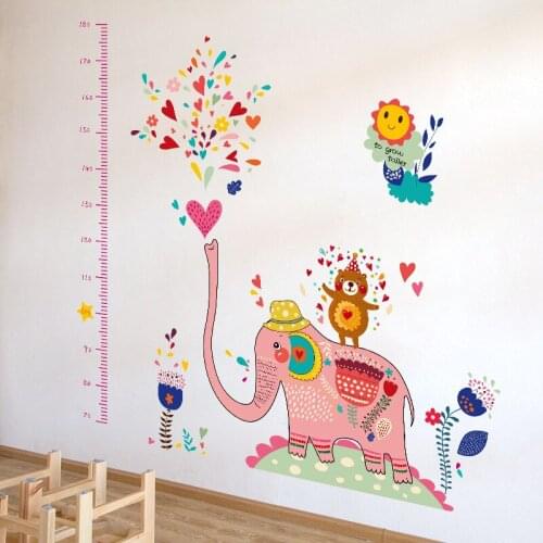 Cute Cartoon Elephant Wall Stickers Kids Room Decoration Nursery Baby Home Decoration Art Decals Animal Wallpaper