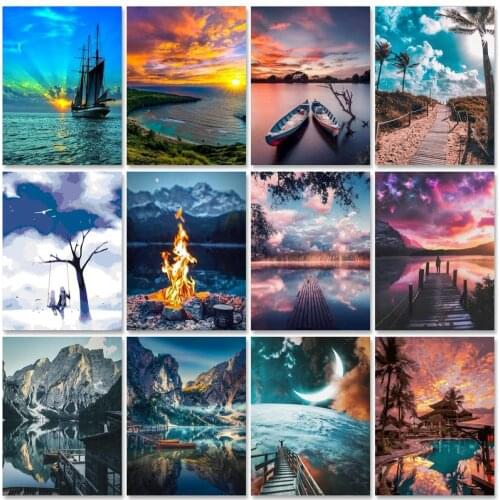 SDOYUNO 40x50cm Oil Paint By Numbers Scenery DIY Set of Acrylic Paint For Painting By Numbers On Canvas Landscape Home Decor