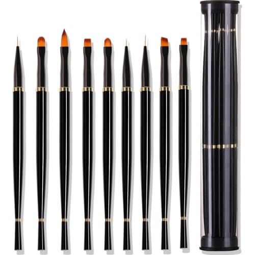 2021 Nail Art Brush Set 9 PCS Tips Builder Brush with Cap Beauty Painting Pen Manicure Tools for Nail Artist SSwell