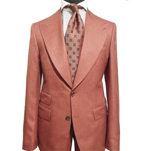 Latest Orange Wide Peak Lapel Men Suits Costume Homme Wedding Prom Terno Masculino Slim Fit Groom Tuxedos Blazer 2 Pieces