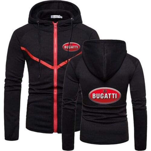 New 2021 Bugatti Car Logo Fitness Zipper Quality Comfortable Wild Styles Muscle Sportswear Hoodies Sweatshirts