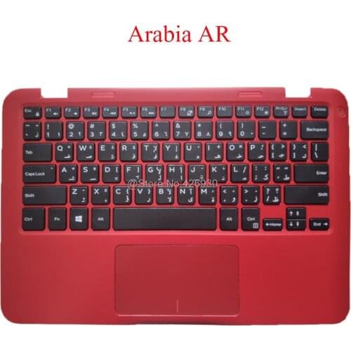 Laptop Palmrest AR Keyboard For DELL For Inspiron 11 3162 3164 010YFN 10YFN 054RJ3 54RJ3 460.0760B.0004 Red Arabia with Touchpad
