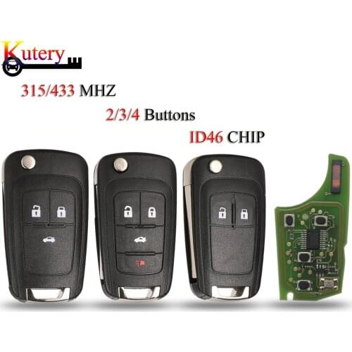 Kutery 5pcs/Lot Folding Remote Smart Car Key For Buick Opel 315/433MHz ID46 PCF7937E Chip With HU100 Uncut Balde