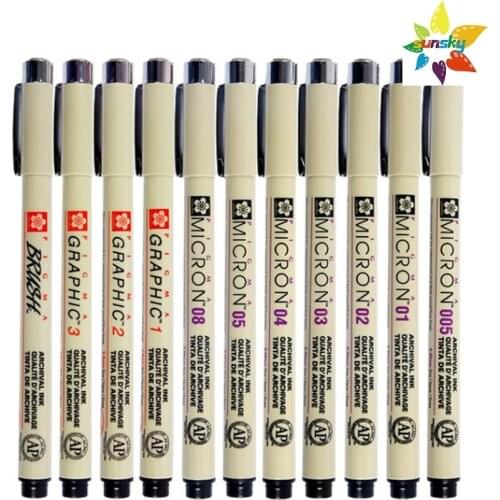 Sakura Black Pigma Micron Pen,12 Sizes,005（0.2mm） 003（0.15mm) Chemically stable, waterproof,fade resistant,High quality ink