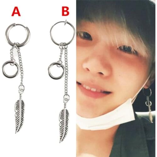 KPOP DNA Korean Earring 1Pcs Bangtan Boys Album JIMIN Wing Stud Earrings Fashion Jewelry Accessories For Mens And Womens