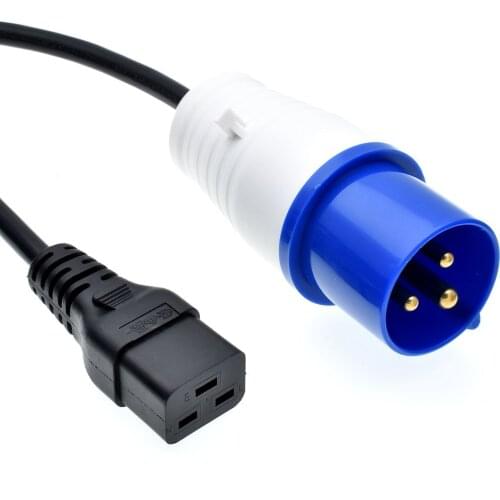 IEC 316P6 Plug to C19 Connector Power Cords,16A,250V, H05VV-F 2.5mm Cable,Pin and sleeve plug to IEC connector