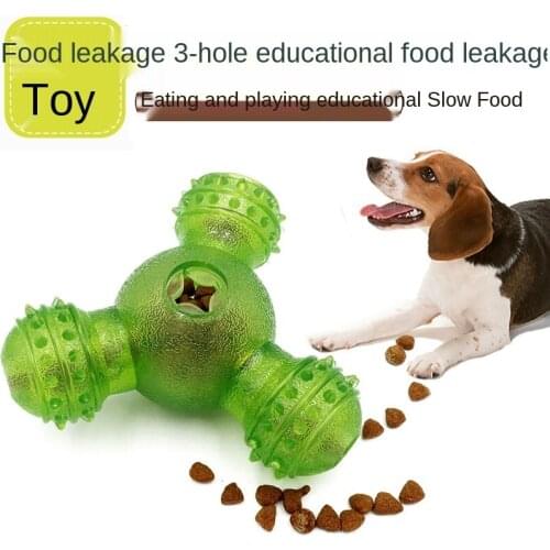 Pet Three Holes Tumbler Portable TPR Transparent Pet Cleaning Molars Feeding Educational Toys Popular