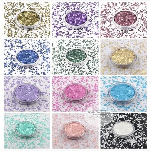 TCT-085 12 Solvent Resistant Matte Colors Mixed size dot shapes Glitter Nail Art Nail Polish DIY Decoration sparkles Manual DIY