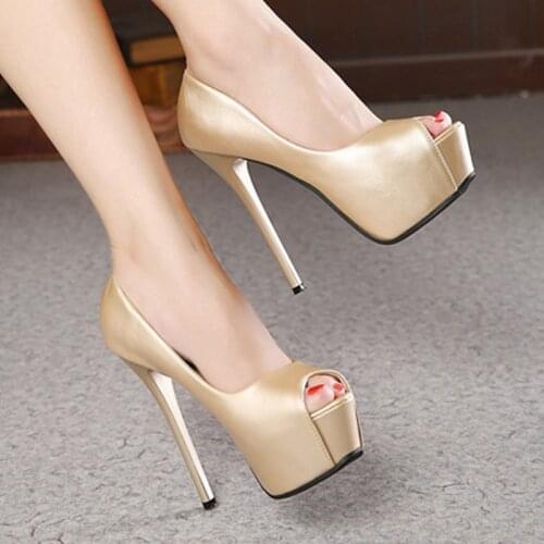 Platforms Pumps Shoes Woman High Heels 14CM Ladies Shoes 2020 Waterproof Table Fishmouth Shallow Korean Night Club Female Pumps